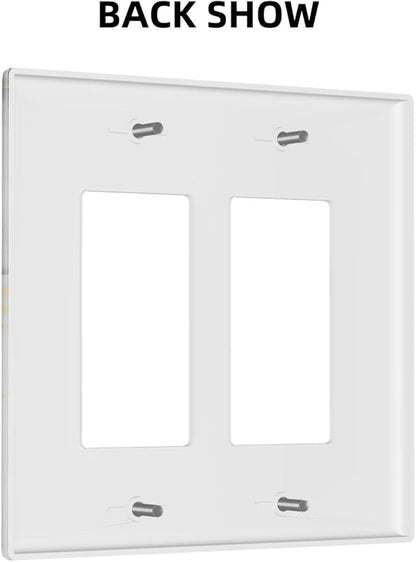 Outlet Covers Gray/Gold Marble Abstract Modern Luxury 2 Gang Light Switch Cover Double Rocker Wall Plate Decorative GFCI Receptacle Electrical Switchplate for Bathroom Bedroom Decor（2 Pack）