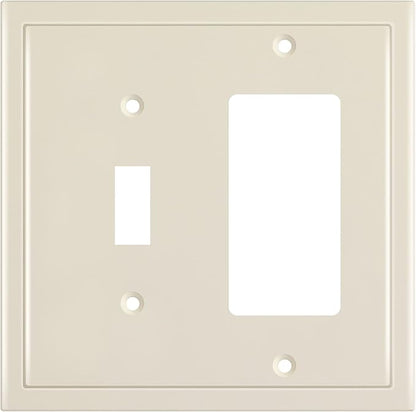 Henne Bery Modern Edge Decorative Wall Plate Switch Plate Outlet Cover, Durable Solid Zinc Alloy (Toggle/Decorator, Light Almond)