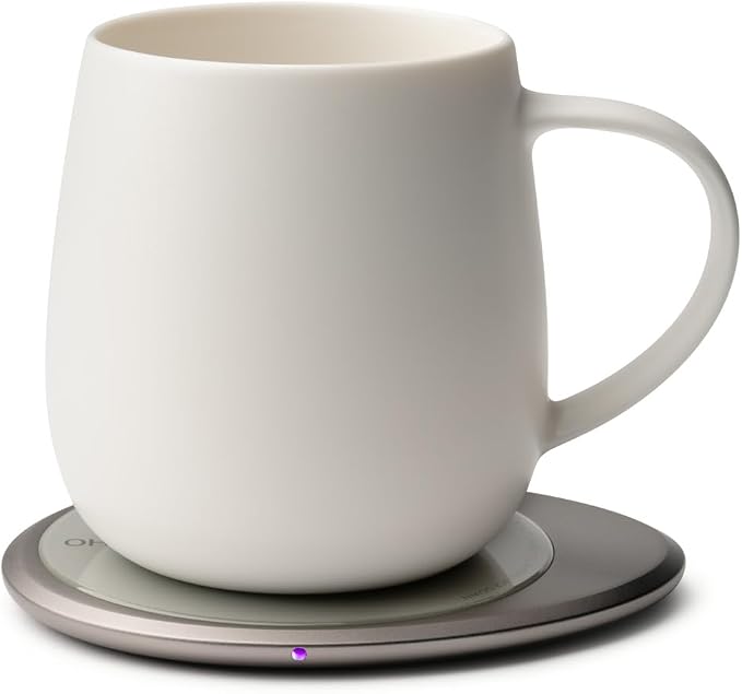 Ui 3 Self-Heating Mug Set – Jasmine White | 12 fl oz / 355 mL Ceramic Coffee & by OHOM