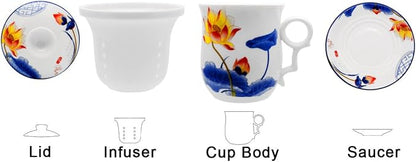Porcelain Tea Cup with Infuser Lid and Saucer Sets - Image 2