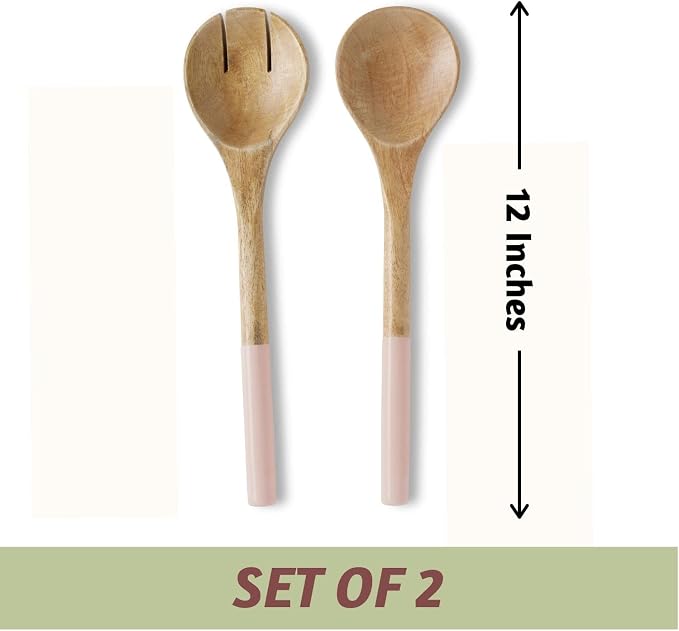 Folkulture Salad Servers or Salad Tongs, Wooden Utensils - Image 3