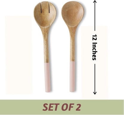 Folkulture Salad Servers or Salad Tongs, Wooden Utensils - Image 3
