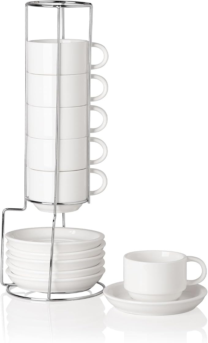 Sweejar Ceramic Espresso Cups Set of 6, Espresso Cup Stackable, 4 Oz Stackable by Sweejarco1949