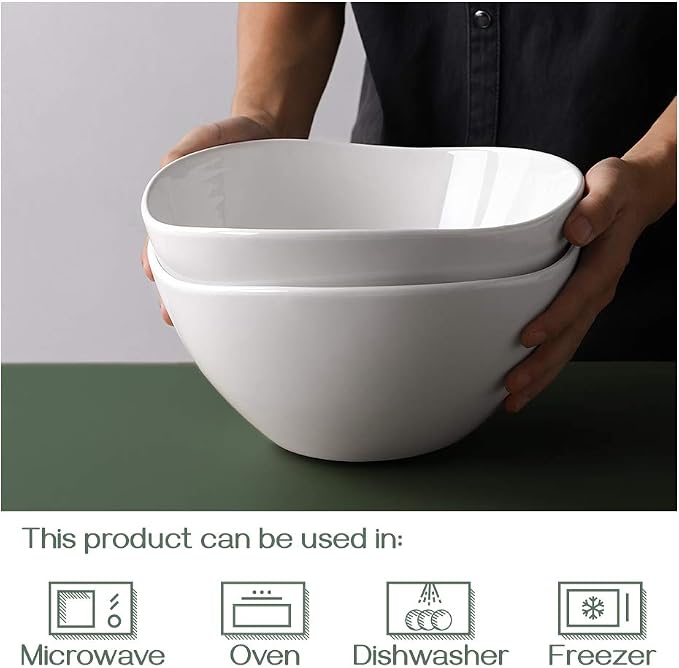 DOWAN Large Mixing Bowls, Ceramic Serving Bowls, 3.2 Quart Deep Salad Bowls - Image 6