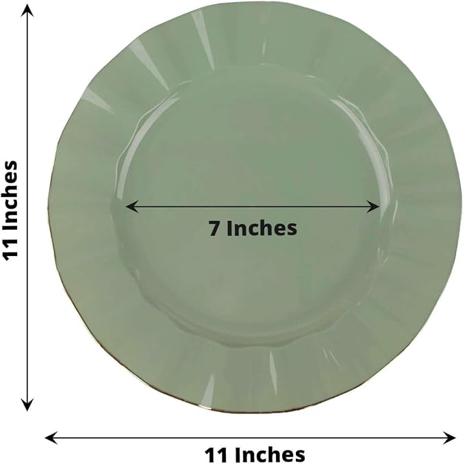 Efavormart 11" Dinner Plates – Set of 10 Plastic Dusty Sage Green Round - Image 3