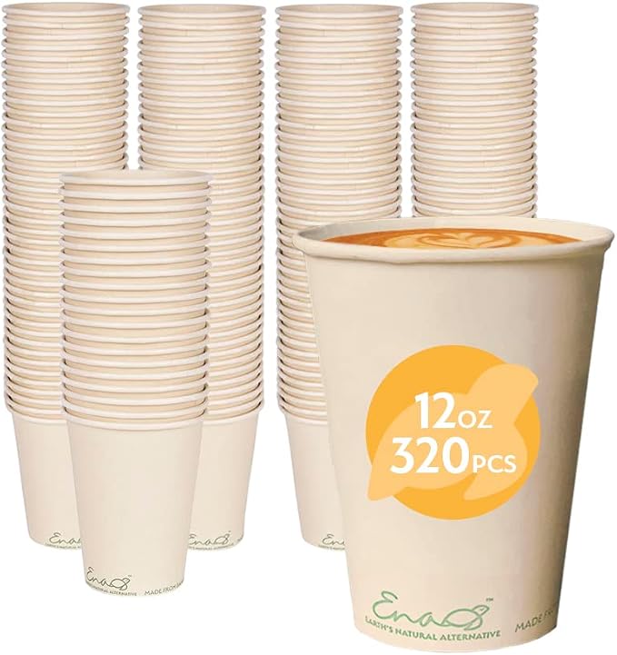 100% Compostable Disposable Coffee Cups Paper Cups Made from Bamboo, by EarthsNaturalAlternative