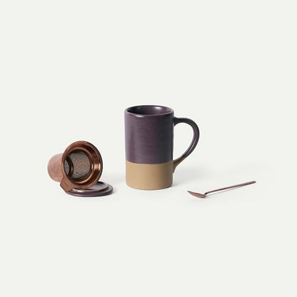 MORA Ceramics Tea Cup with Loose Leaf Infuser, Spoon and Lid, 12 oz, Microwave by MORA