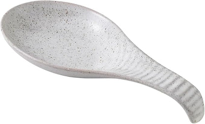 Ceramic Spoon Rest for Stove Top, 9 In, Large Spoon Holder for Kitchen Counter, Farmhouse Porcelain Utensil Rest for Thankgiving Christmas Gift, Dishwasher Safe, Heat-Resistant, Gray Pitting (1 PC)