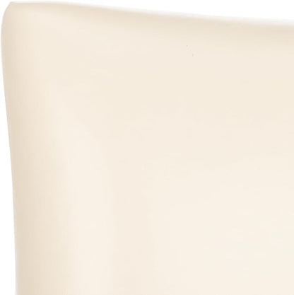 SAFAVIEH Home Collection - Lotus Flat Cream Faux Leather Dining Chair, Modern Nailhead Trim Accent Chair, Sturdy Black Legs (MCR4700B)