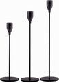 Matte Black Candle Holders Set of 3 for Taper Candles, Decorative Candlestick Holder for Wedding, Dinning, Party, Fits 3/4 inch Thick Candle&Led Candles (Metal Candle Stand)