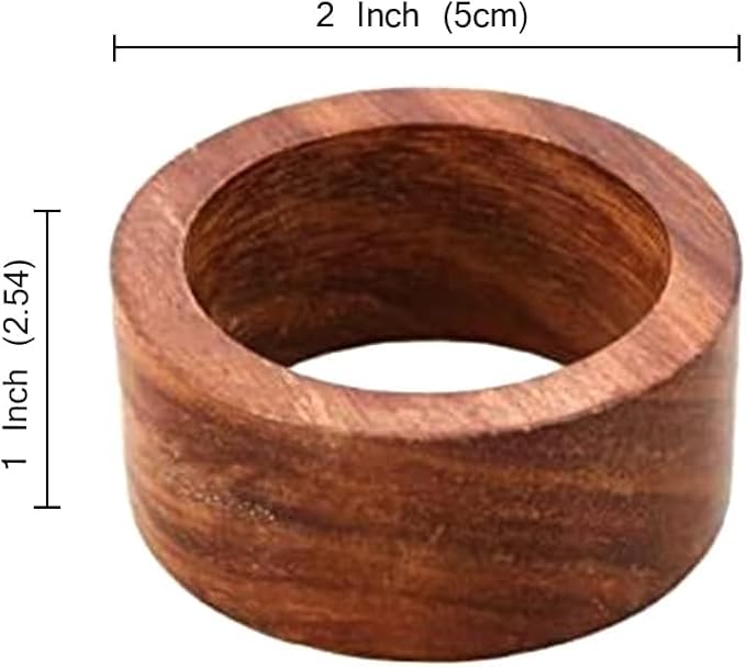 Ajuny 12 Wooden Napkin Rings Round Table Place Setting Holders - Image 3