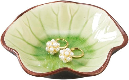 JAMEND CLXP Ice Cracking Leaf Jewelry Dish, Decorative Ring Holder Small - Image 7