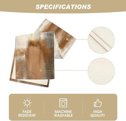 Artoid Mode Brown Abstract Modern Art Table Runner, Seasonal Farmhouse Style - Image 5