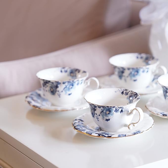 Ceramic Tea Cups Coffee Cup and Saucers Set of 4 - Image 4