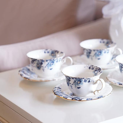 Ceramic Tea Cups Coffee Cup and Saucers Set of 4 - Image 4