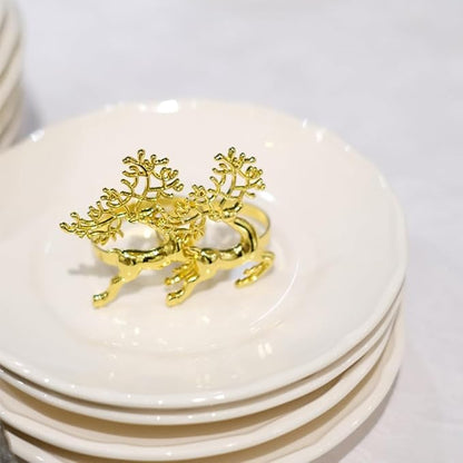 [New Napkin Rings Set of 8 Gold Set of 8 Napkin Rings Christmas, Holidays, Thanksgiving (Deer-3)
