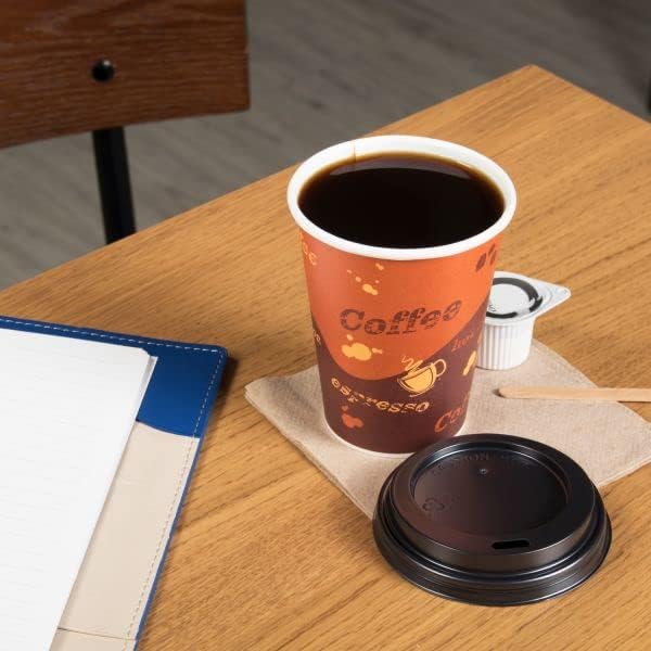 Karat 8 oz Coffee Cups, Café Theme Disposable Paper Hot Cups, 1000ct | C-K508 - Image 8