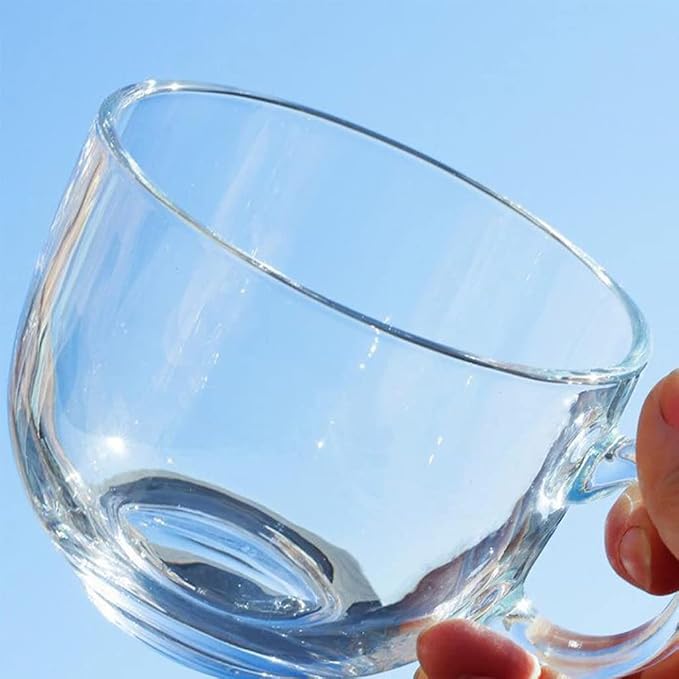 Large Clear Glass Coffee Mugs Set of 2, 14.8 oz-Wide Mouth Tea Cups - Image 5