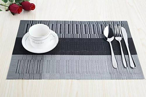 SHACOS Placemats with Table Runner Set of 7 Woven Vinyl Table Mats and Runner - Image 2