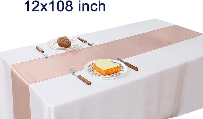 Pack of 10 Satin Blush Pink Table Runners 12 x 108 Inches - Image 3