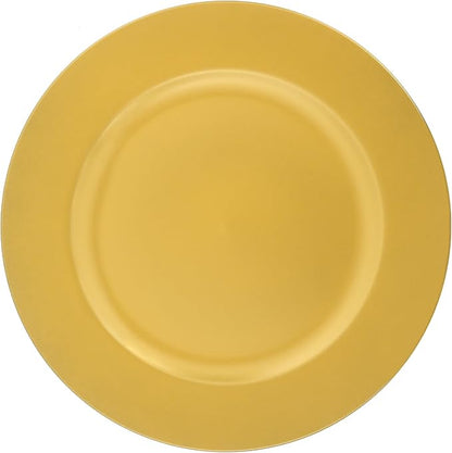 100 Pcs Antique Charger Plates Bulk, 13in Reusable Serving Plates Embossed Rim Plastic Party Dinner Plate Chargers Round Decorative Server Plate for Wedding Party Event Tableware