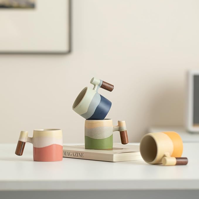 2.4oz Ceramic Espresso Cups Set of 4, Small Coffee Cups - Image 2
