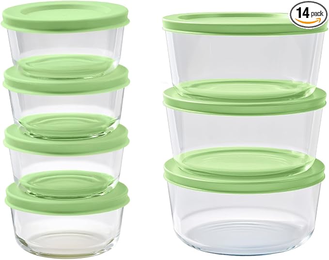 14-Piece Glass Food Storage Containers Set | 1-Cup & 4-Cup, Leakproof | by DuraLiving