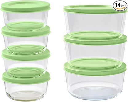 14-Piece Glass Food Storage Containers Set | 1-Cup & 4-Cup, Leakproof | by DuraLiving