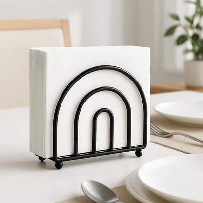 Napkin Holder for Table Countertop, Modern Decorative Sturdy Iron Black Metal - Image 5