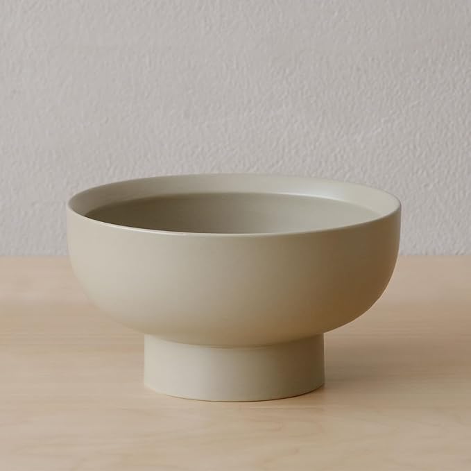 WENSHUO Ceramic Pedestal Bowl, Deep Fruit Bowl, 5.5 in, Coconut Café | 20 oz by WENSHUO