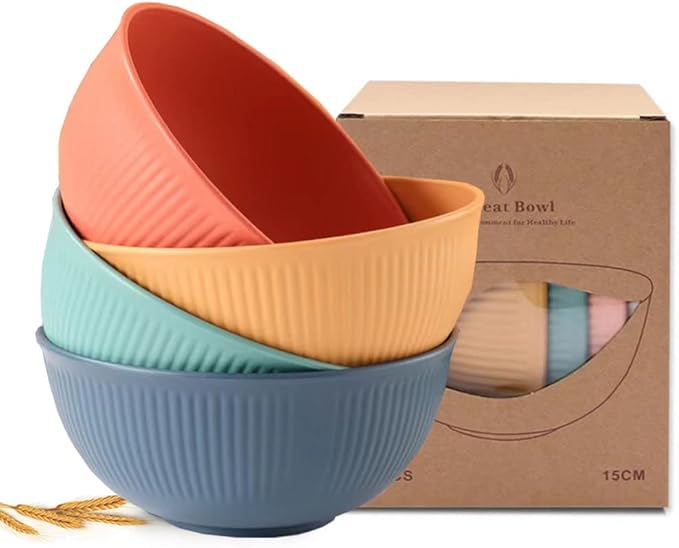 LRUUIDDE Unbreakable Cereal Bowls 24 oz -Reusable Wheat Straw Fiber Lightweight by LRUUIDDE