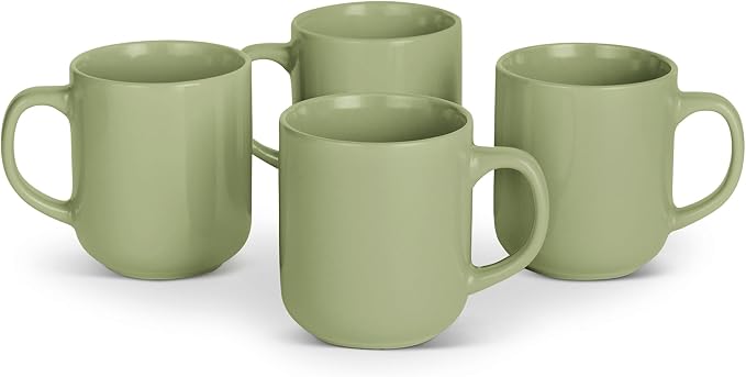 Amazon Basics Glazed Stoneware Coffee and Tea Mugs, Ceramic 4-Piece Set by AmazonBasics