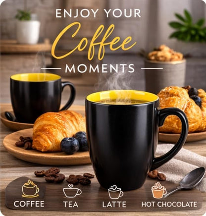GBhome 16 oz Coffee Mugs Set of 6, Ceramic Coffee Cups- Yellow - Image 9
