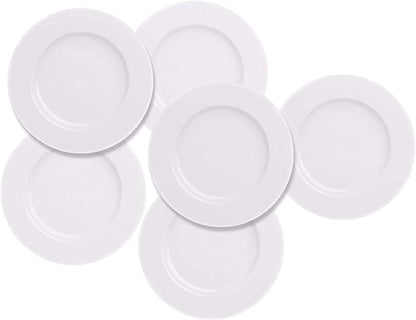 6pcs Salad Dessert Plate 7.5inch White Porcelain Dinner with Round Flat Design Good for the Gift