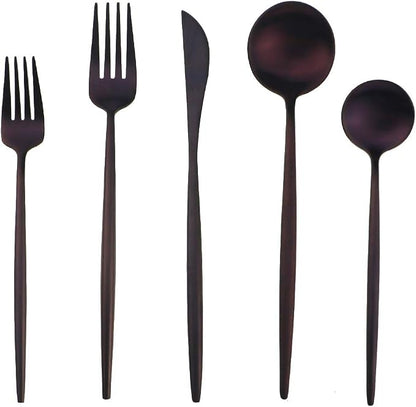 Matte Purple Silverware Set, Gugrida 5-Piece 18/10 Stainless Steel Satin Finish by Gugrida