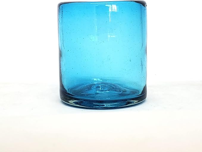 Solid Aqua Blue 9 oz Short Tumblers, Recycled Glass, Toxin-Free - Image 3