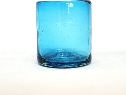 Solid Aqua Blue 9 oz Short Tumblers, Recycled Glass, Toxin-Free - Image 3
