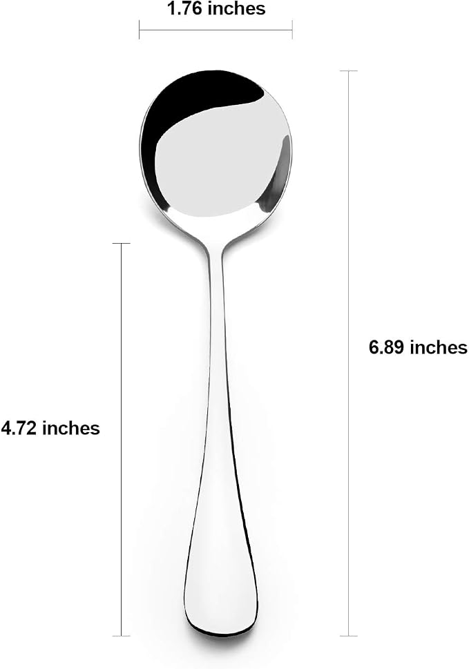 Soup Spoons, Wholesale Spoons Silverware, Round Stainless Steel Spoon Set of 8 - Image 4