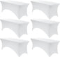 VidaFete Spandex Tablecloth 6 Pack 8FT, Fitted Stretch Table Cover for Rectangle Tables, Wrinkle Resistant and Washable Tablecloths for Outdoor, Picnic, Party, Wedding, Banquet, Birthday, White