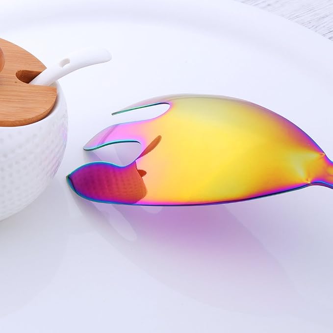 Salad Spoon and Fork Set, 12 Inch Stainless Steel Rainbow Salad Server - Image 4
