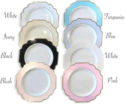 " OCCASIONS " 80 Plates Pack,(40 Guests) Heavyweight Premium Wedding Party Disposable Plastic Plates Set -40 x 10.5'' Dinner + 40 x 8'' Salad/Dessert (Imperial Aqua & Silver)