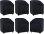 Modern Barrel Dining Chairs with Rolling Casters Set of 6, Upholstered Velvet Swivel Dining Room Chairs with Wheels for Kitchen Living Room Home Office, Black