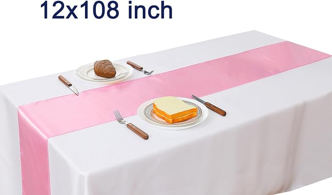 Pack of 10 Satin Pink Table Runners 12 x 108 Inches - Image 3
