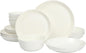 Gibson Home Summer Shades 16 Piece Plates and Bowls Dishes Service for 4 Porcelain Dinnerware Set - White