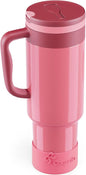 40 oz Insulated Tumbler with Handle and Push-Button Straw Lid, Stainless Steel by Coquella
