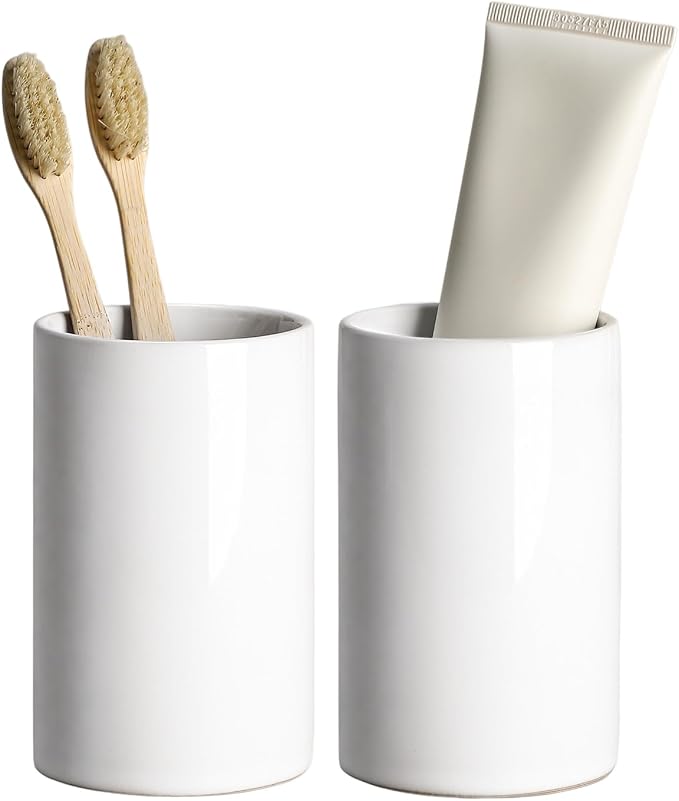 Gaolinci 2 Pcs Simple Solid Color Ceramic Mouthwash Cups, Bathroom Brushing Cup by Gaolinci
