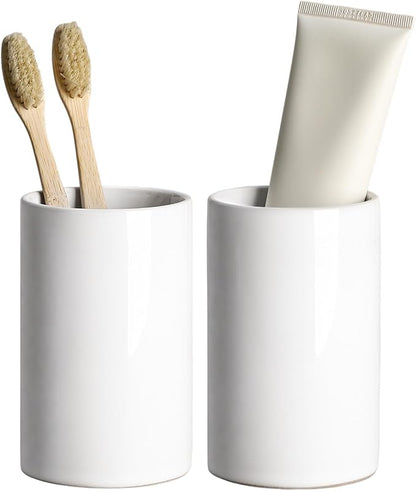 Gaolinci 2 Pcs Simple Solid Color Ceramic Mouthwash Cups, Bathroom Brushing Cup by Gaolinci