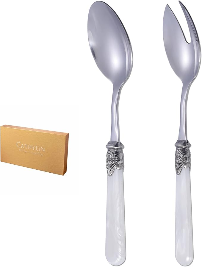 2-piece Salad Servers Stainless Steel Salad Serving Set Salad Fork and Spoon by CATHYLIN