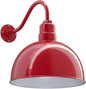 Steel Lighting Co. Hollywood Bowl Light | Outdoor Wall Mounted | 15 inch Bowl Dome | 16 inch Gooseneck | Barn Light Made in America | Red Exterior/White Interior