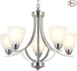 VINLUZ 5 Light Contemporary Chandeliers Brushed Nickel Modern Light Fixtures Ceiling Hanging Industrial Pendant Lighting for Foyer Bedroom Dining Room Bathroom